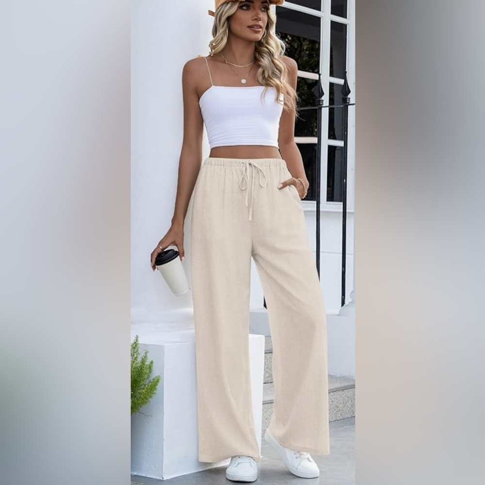 New-2XL Classic Office
Cream Wide-Leg Pants
Active Wear drawstring pants